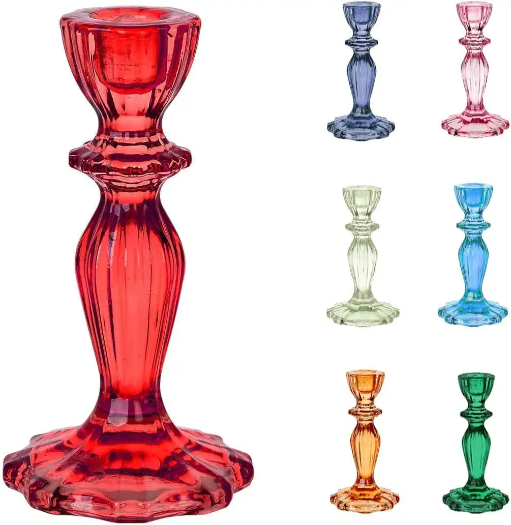 Crystal Glass Candlestick Holders Decorative Colored Cheap Taper Candles for Wedding or Home DecorBirthdayHoliday