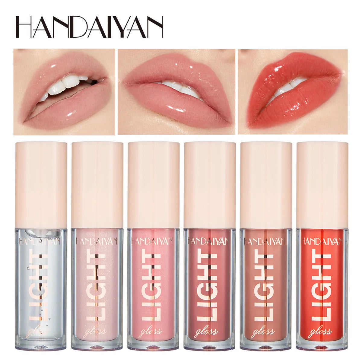 HLG01A HANDAIYAN 12 Colors Waterproof Long Lasting Moisturizing Glitter Shimmer Matte Lip Glaze Luxury Glossy Liquid Lip Glos