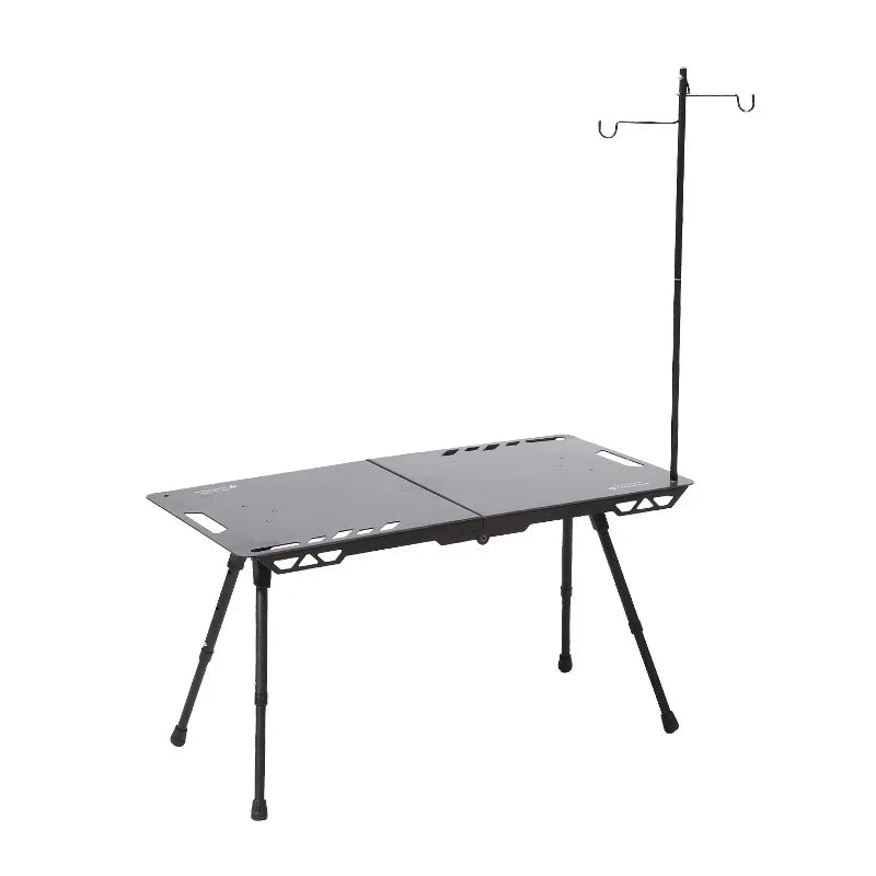 KingGear Modern Outdoor Camping Tactical Aluminum Alloy Lightweight Folding Picnic Table with Lamp Holder for BBQ