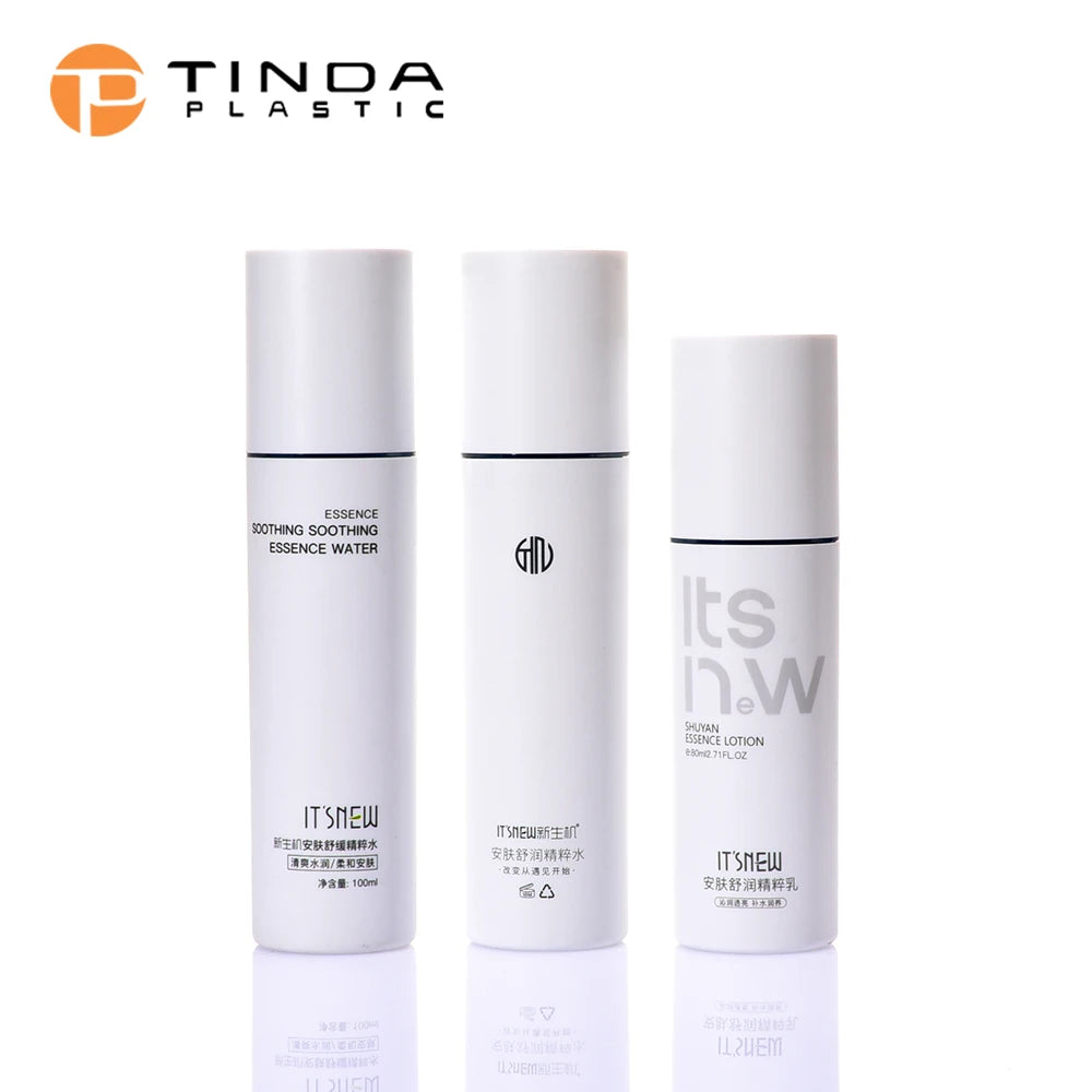 Cosmetic Skin Care Packaging 100ml Recyclable White Silk Screen Printing Plastic Bottle Wholesale Press Pump False Eyelashes