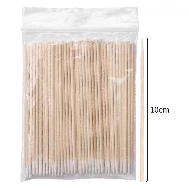 Wooden Eyebrow Eyeliner Cotton Swab Lip Gloss Pointy Swabs Cleaning Sticks Eyelash Extension Applicators 4 Inch