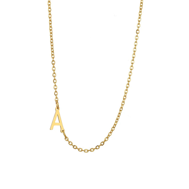 Capital Letter A-Z Alphabet Stainless Steel Necklace 26 Letters Pendant Necklaces for Women Choker Jewelry Christmas Gift