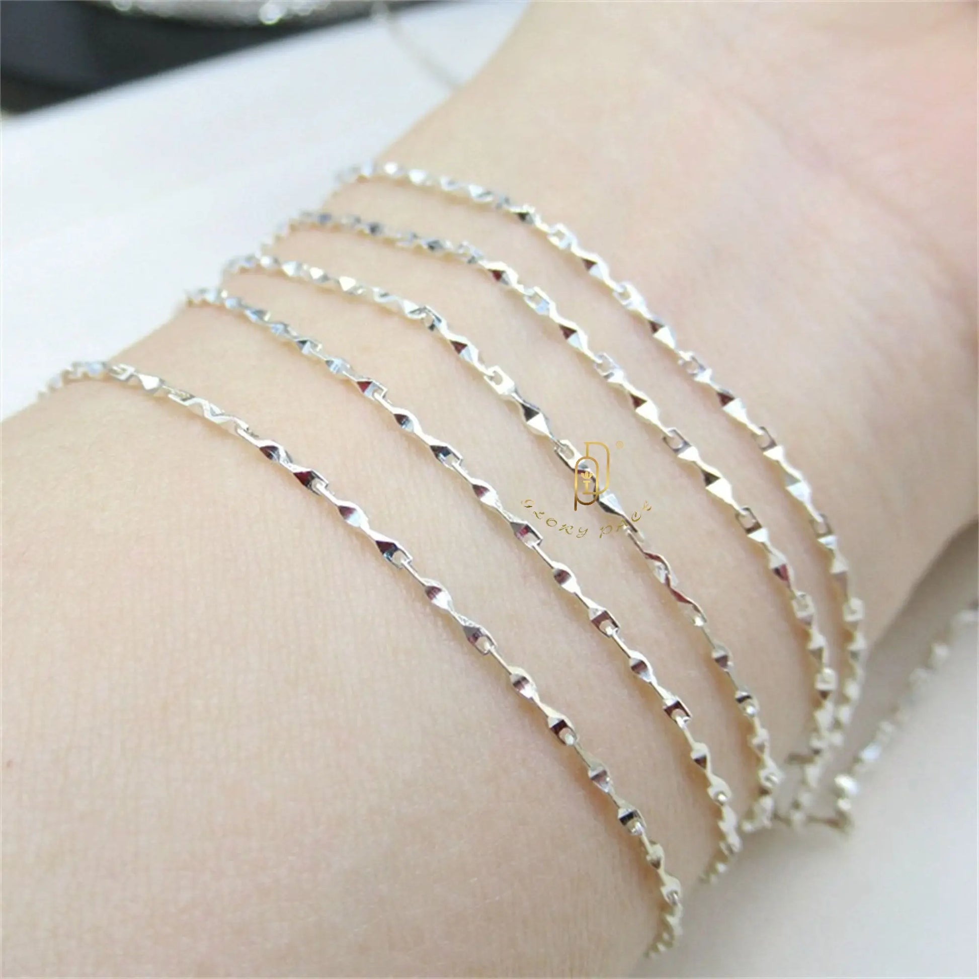GP Sparkle Bar S925 Silver Bar Chain Permanent Jewelry Chains Making Supplies Unfinished Ingot Chain Necklace Bracelet Wholes