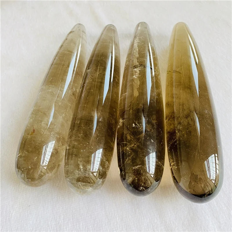 Wholesale Natural Healing Crystal Gemstone Yoni Massage Pleasure Wand Smoky Quartz Dildo for Decoration