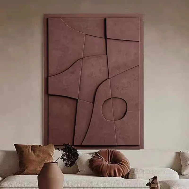 Home Decor Wall Arts 3D Abstract Geometric Handmade Wood Carved Artwork Custom Design Wall Painting Modern Relief Decor Paint