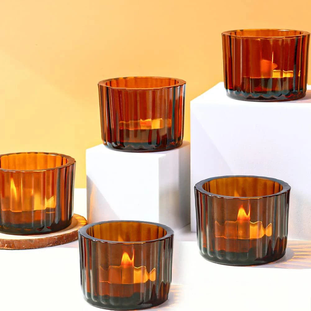 Wholesale Vertical Pattern Cup 5.5 * 3.8 Glass Wishing Candle Holder Aromatherapy Small Candle Cup