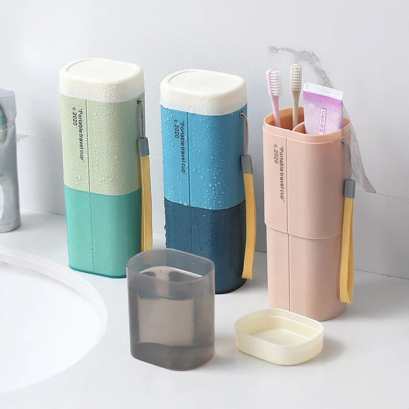 Portable Travel Case Storage Box Eco-Friendly Plastic Toothbrush and Toothpaste Cup Holder for Business Trips