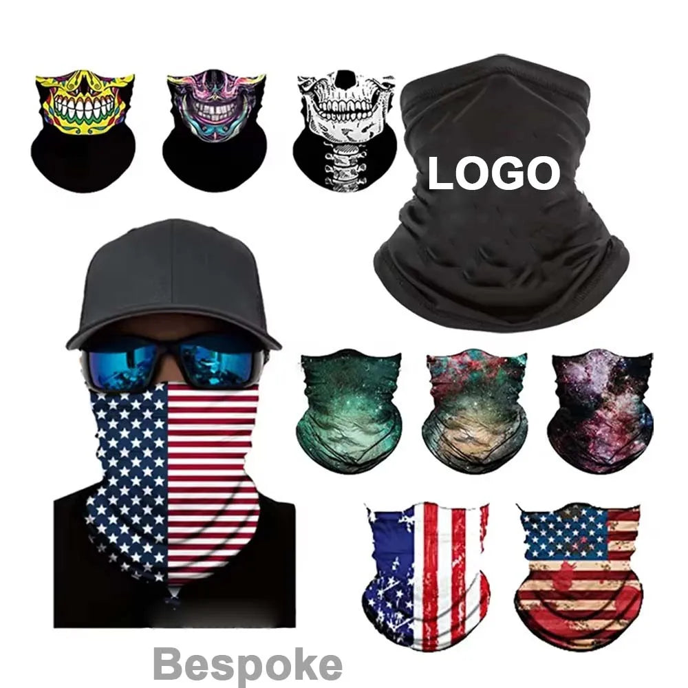 Custom Printing Logo Polyester Seamless Tube Plain White Sports Multifunctional Scarf Neck Gaiter Sports Outdoor Face Mask