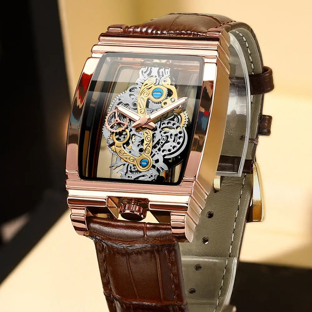 Wholesale Hollow Out Mens Quartz Watches Brand Gold Skeleton Automatic Quartz Luxury Wrist Watches