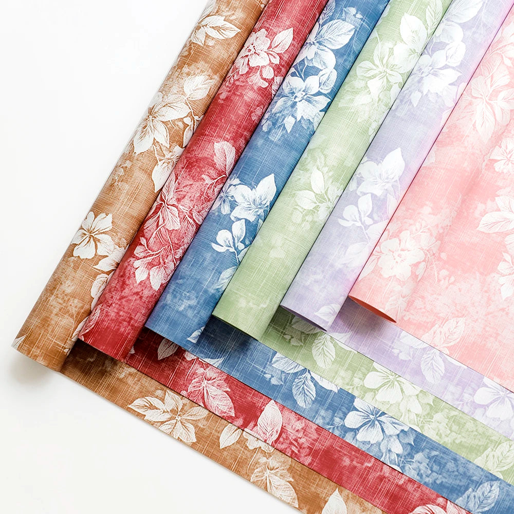 2026 New Fall in Color Waterproof Flora Design Wrapping Paper for Flowers 20sheets/bag Plastic Packaging Paper