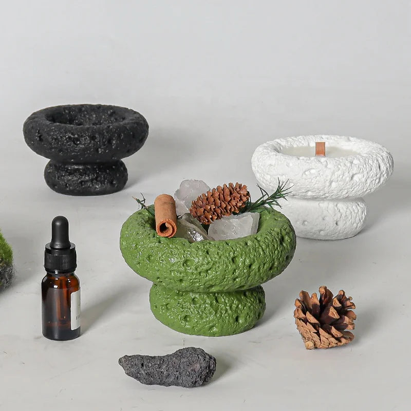 INS Cement Round Aromatherapy Wax Cup Aroma Diffuser Fragrant Stone Container for Room Air Fresh Luxury Unique for Candle