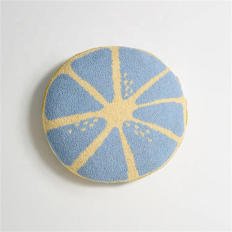 New Microfiber Round Lemon Knitted Cushion Cover 100% Polyester Knitted Pillow for Home Decor Office Chair NMP