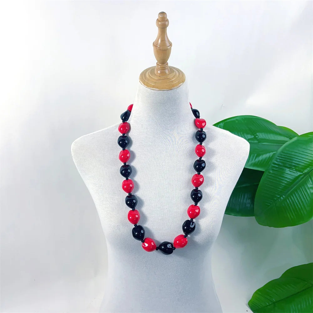Graduation 31.5 Inches Plain Mix Colors Tropical Acrylic Hawaiian Kukui Nut Ribbon Leis Necklace Gift