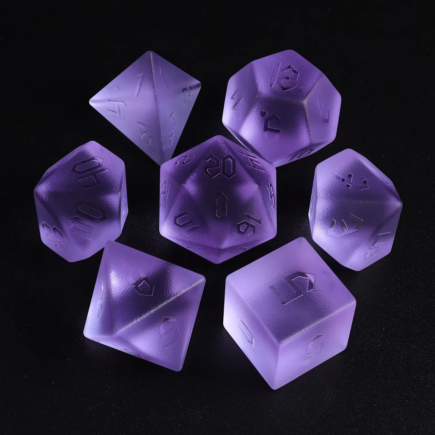 Factory Custom Wholesale D4 D6 D8 D10 D12 D20 Game Dice Set 7 PCS DND Crystal Dice Set for Dungeons and Dragons D&D Glass Dic
