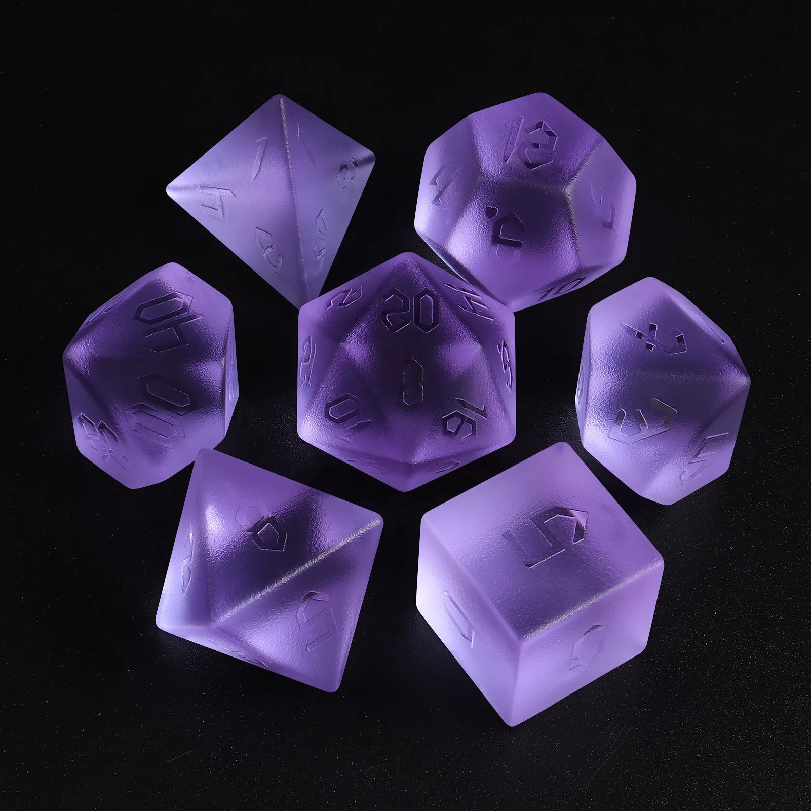 Factory Custom Wholesale D4 D6 D8 D10 D12 D20 Game Dice Set 7 PCS DND Crystal Dice Set for Dungeons and Dragons D&D Glass Dic