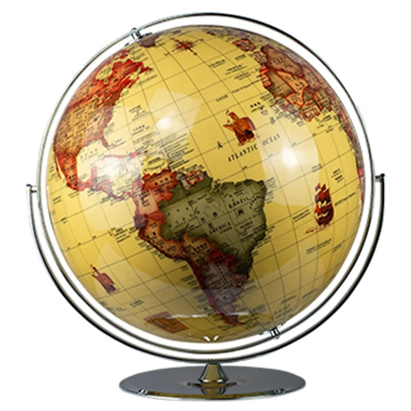 Seeball 50cm Retro Universal Bright Chrome Globe Carbon Fiber Liner Crystal Plating U-Shaped Base-3 Colors Optional for