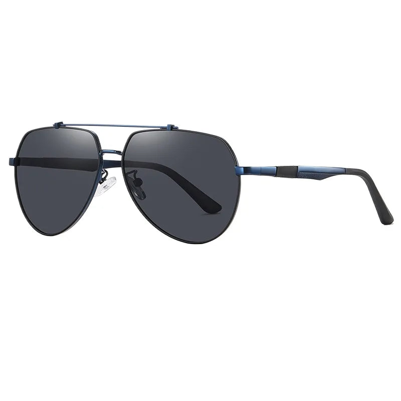 Feihong FH586322 New Fashion Metal Frog Polarized Sunglasses for Men Double Bridge Frame Spring Hinge TAC Lenses Fishing