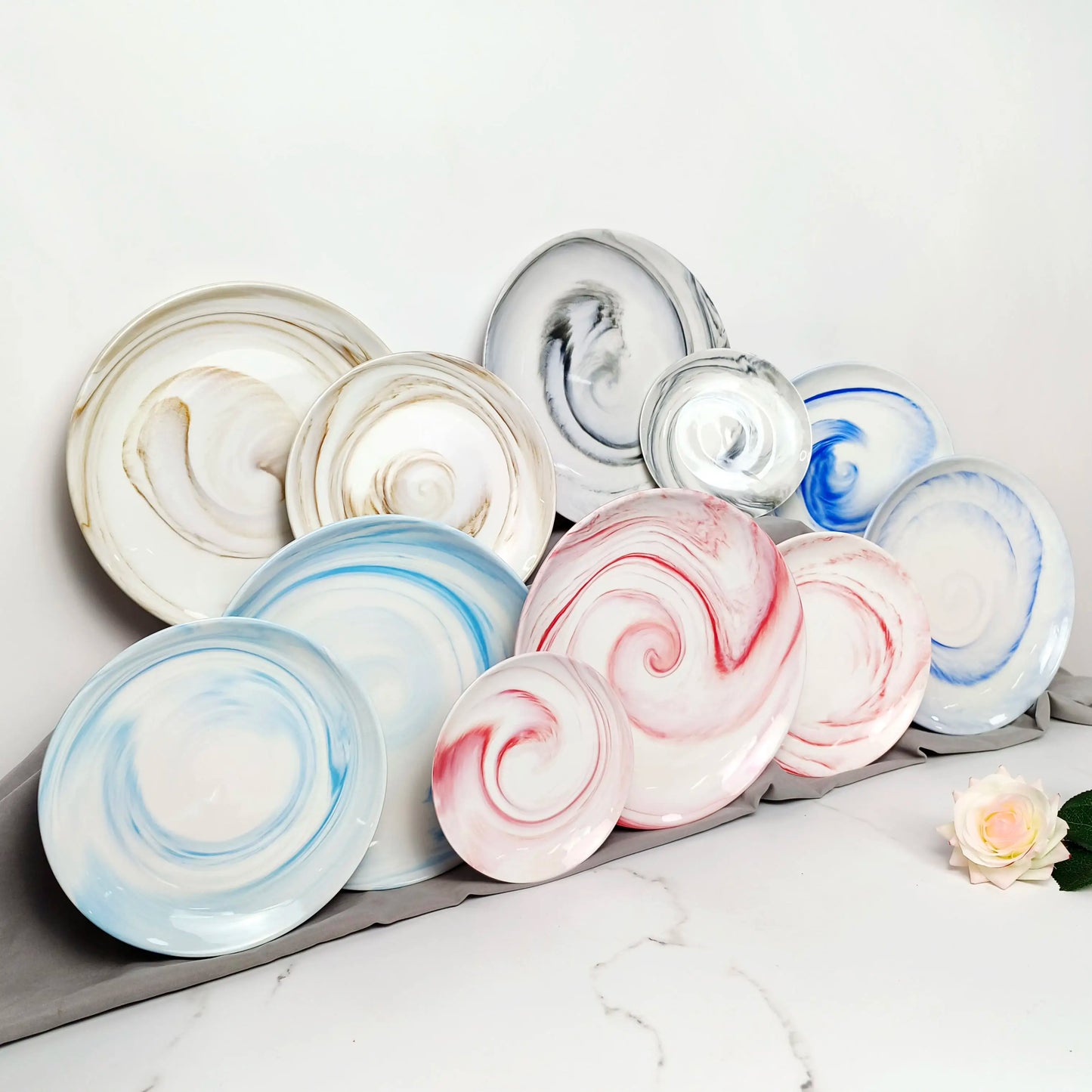 810Grey and Brown Color Choice Marble Porcelain Dishes Plate Ceramic Dinner Plate Dinnerware Charger Plate in Stock Sale