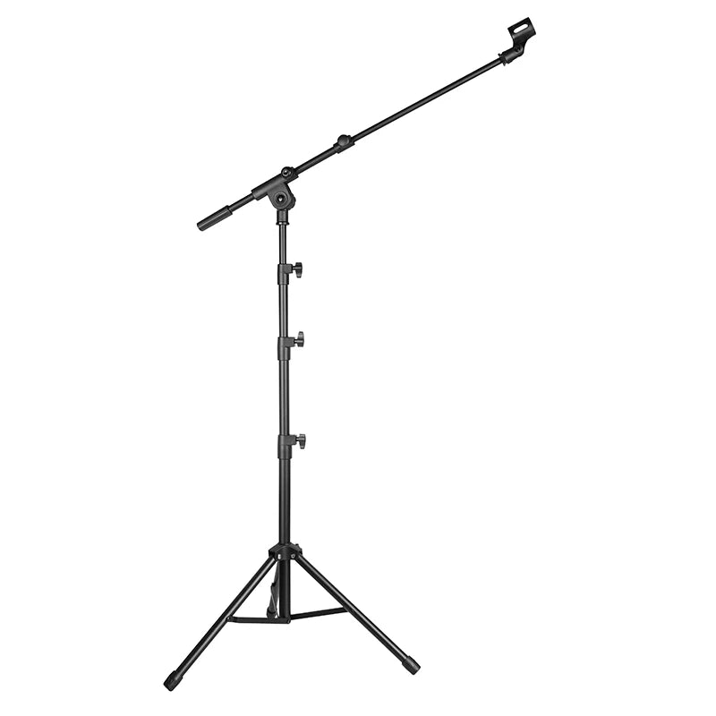 Adjustable Foldable Telescopic Speaker Portable Floor Tripod Mic Stand With Mic Clip Microphone Stand