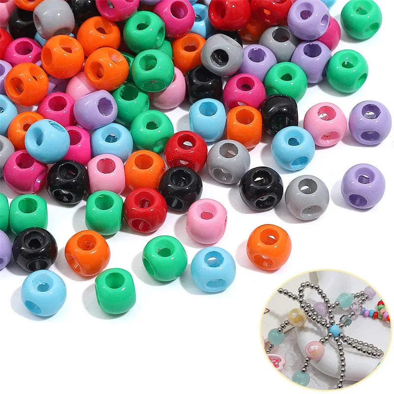 Hot Wholesale Plastic Beads 4 Straight Hole Loose Round  Beads 8*6MM DIY for  Bracelet Jewelry Making
