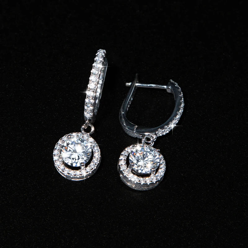 Ready to Ship S925 Silver Vvs D Color 1CT Moissanite Pendant Earrings for Women Wedding Engagement Jewelry