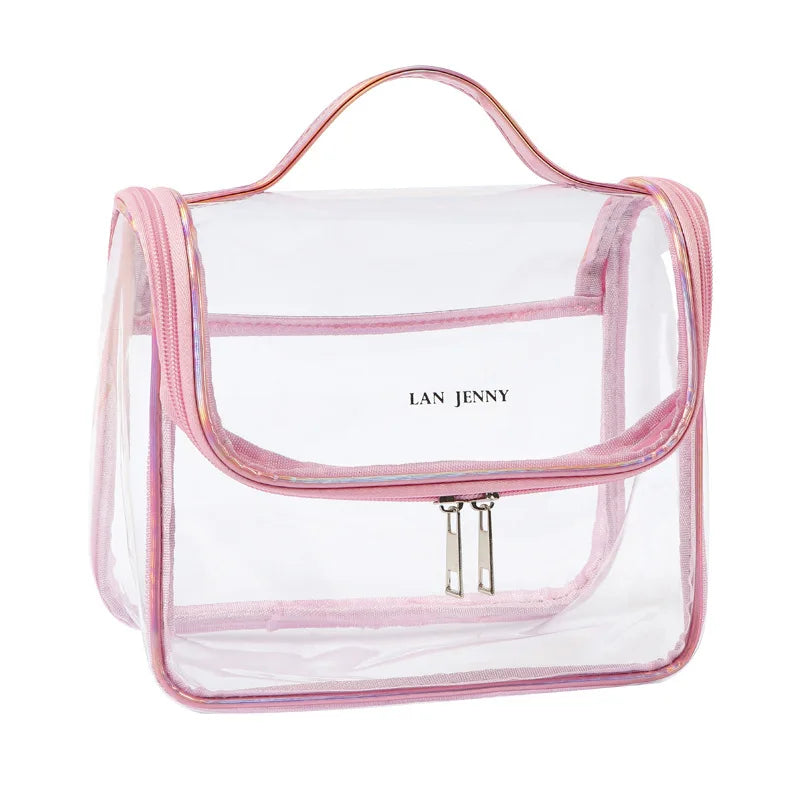 Promotional Custom Logo Printing Portable Transparent Clear Pvc Waterproof Beach Travel Makeup Bag Toiletry Cosmetic Bag