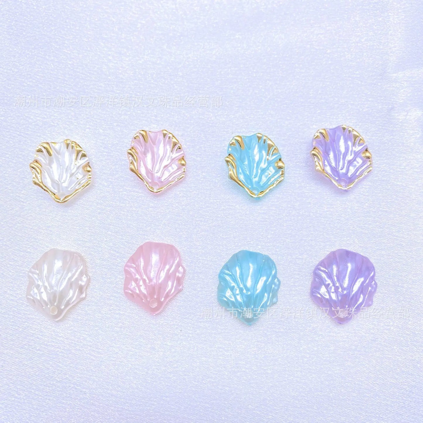 Wholesale Colorful Petal Beads Size 16*22 MM Acrylic Gold Shell Cabochon Rhinestone for Jewelry Hairpin Decoration