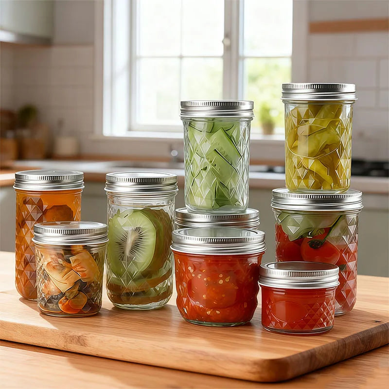Wholesale Mason Jar 100ml 200ml 250ml 350ml 500ml 650ml Empty Clear Glass Canning Food Storage Round Mason Jar with Lid