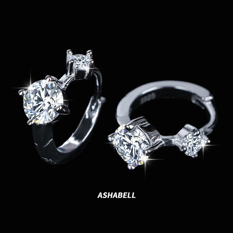 S925 Sterling Silver Earrings  VVS D Color Moissanite Hoop Earrings Temperament Simple Earrings for Women Gift