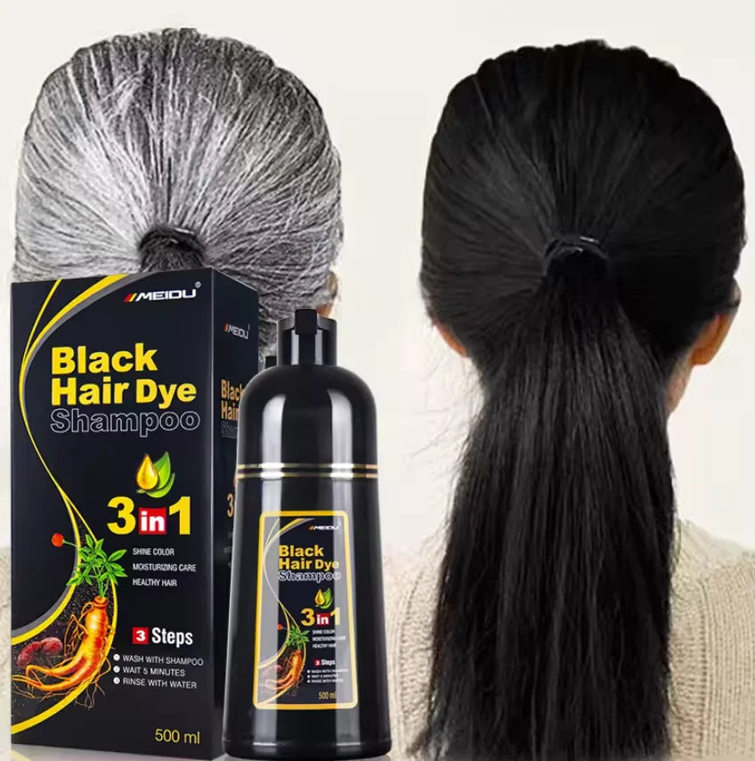 China Manufacturer Meidu Brand Private Label Hair Colour Color Hair Shampoo Ammonia Free Herbal 3 in 1 Black Hair Dye Shampoo