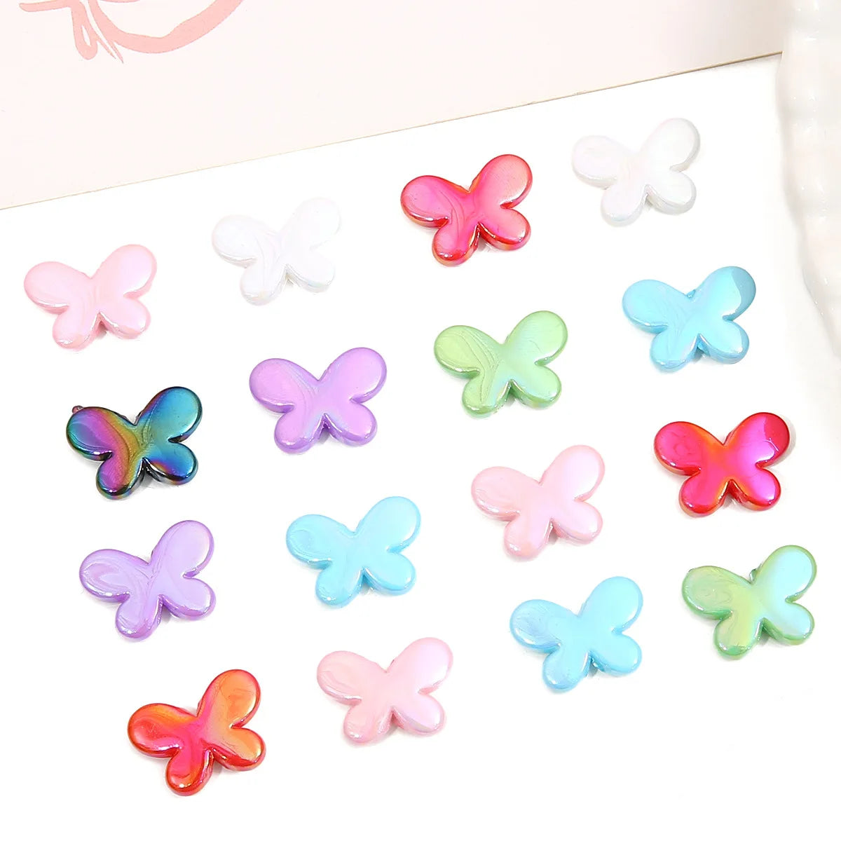 Wholesale Size 17*12mm Acrylic Transparent Colorful Butterfly Shape Plastic Lucite Beads for Bracelet Necklace Jewelry Making