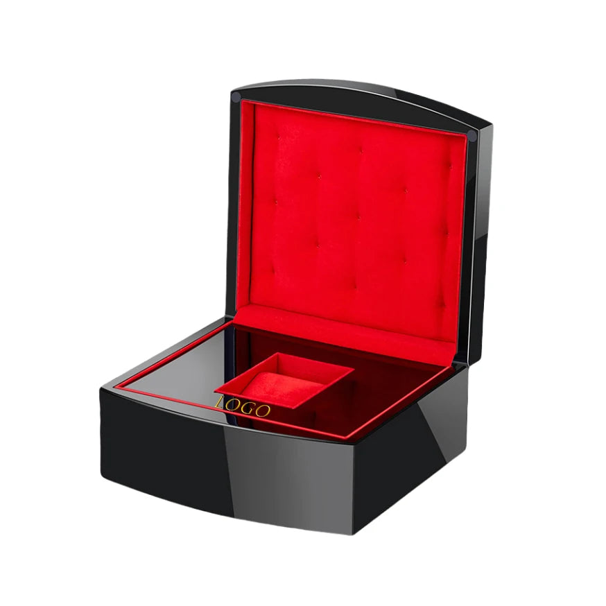 LAIHE Custom Logo High End Luxury High Glossy Velvet MDF Wood Watch Box Lacquer Wooden Watch Box