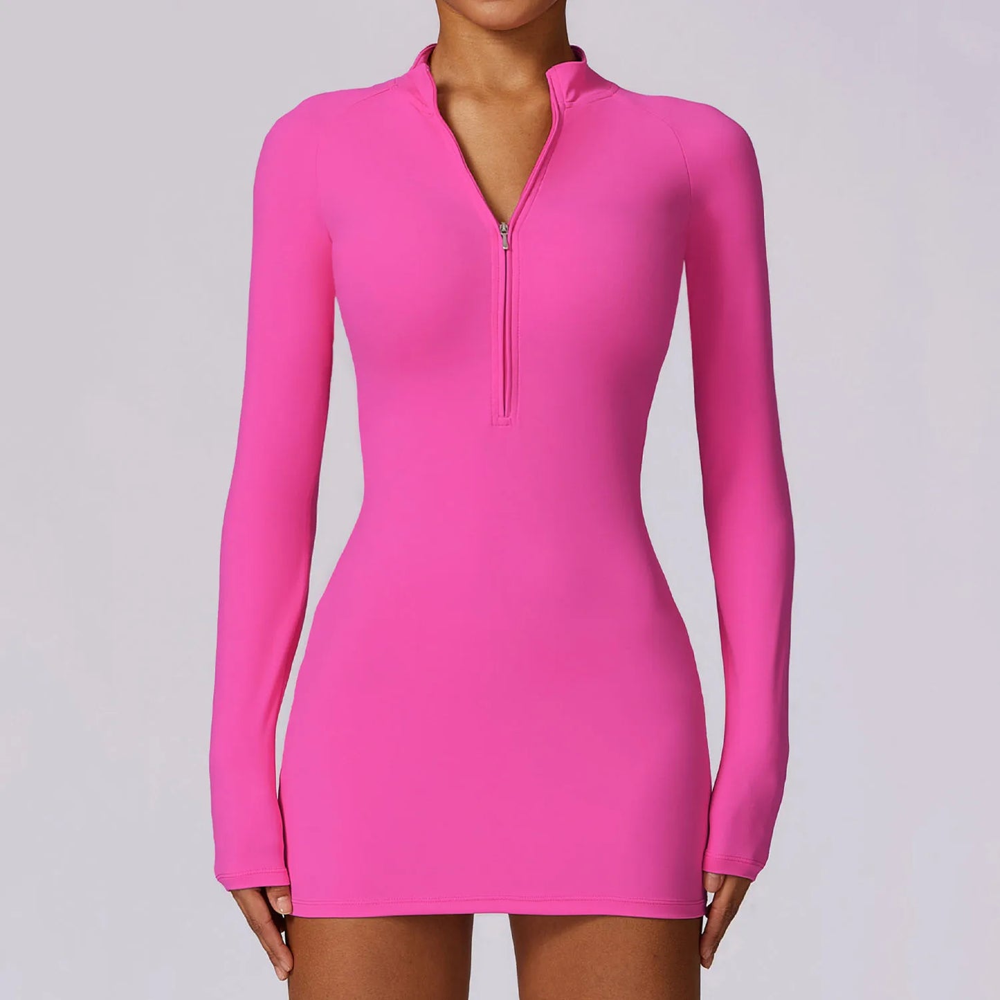Custom Logo Summer Sports Bodysuit for Ladies Mini Dress with High Stretch & Zip Front for Running Yoga & Sports