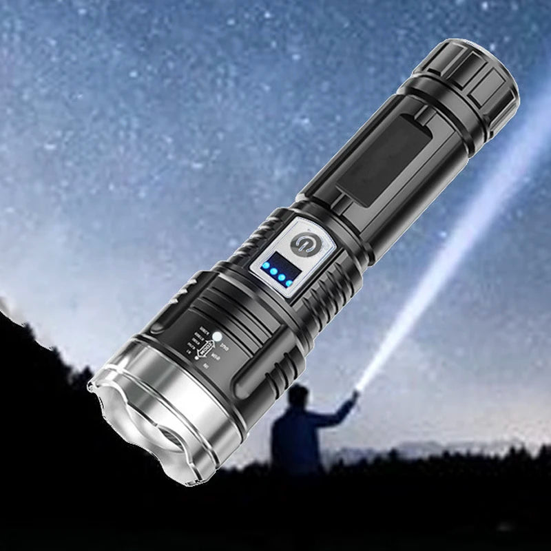 LO-201 White Laser Power Bank Rechargeable Zoom Flashlight 1000+ Lumens Long Range Waterproof ABS IP66 Emergency Use