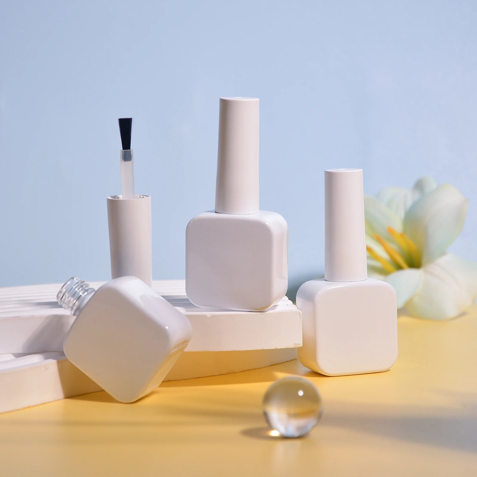 Stock 1 Carton 420 Pieces/carton Factory Empty Uv Gel Nail Polish Bottle With Brush White Pp Cap Cosmetic Gel Polish Bottle