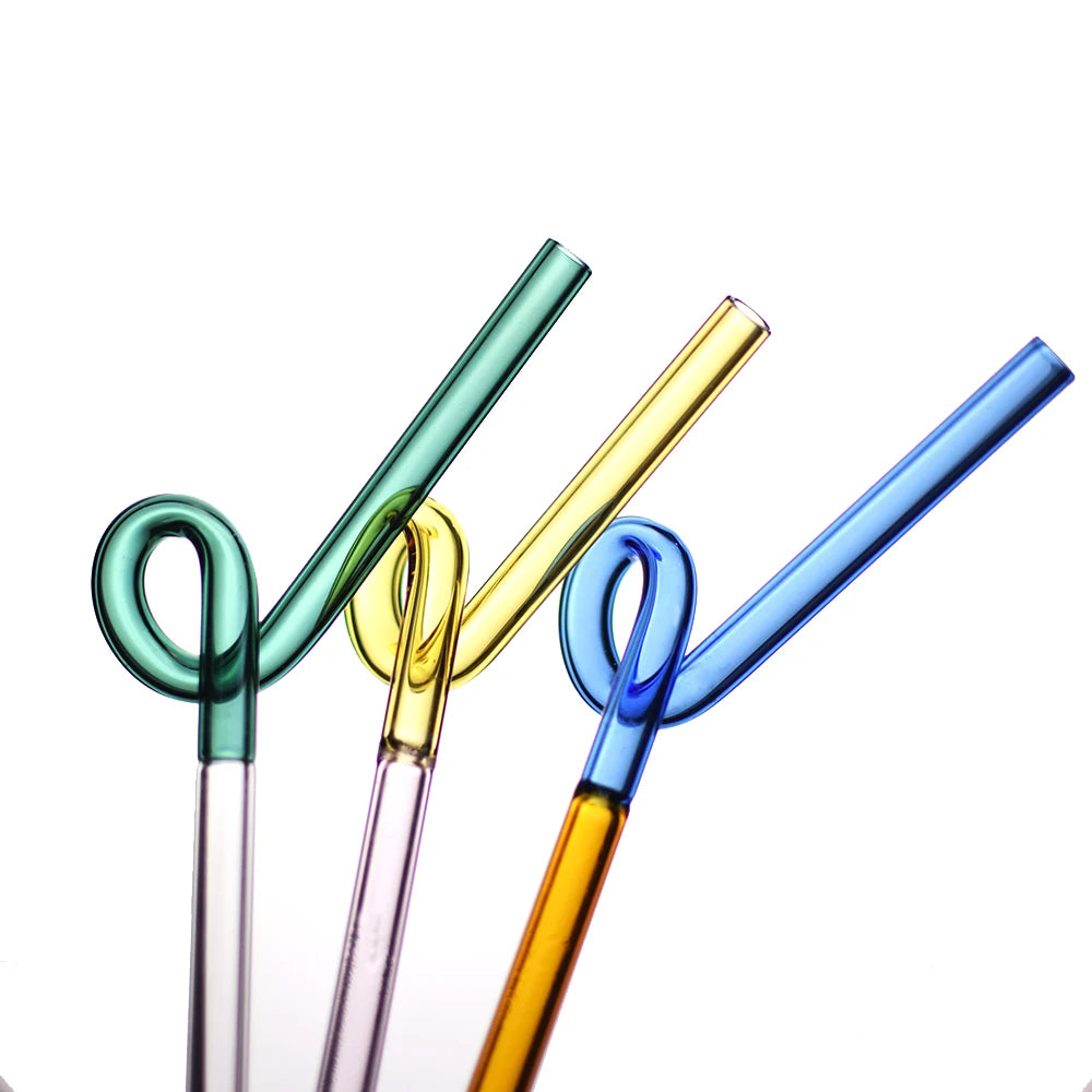 New Style Round Reusable Clear Glass Drinking Straws Eco-Friendly