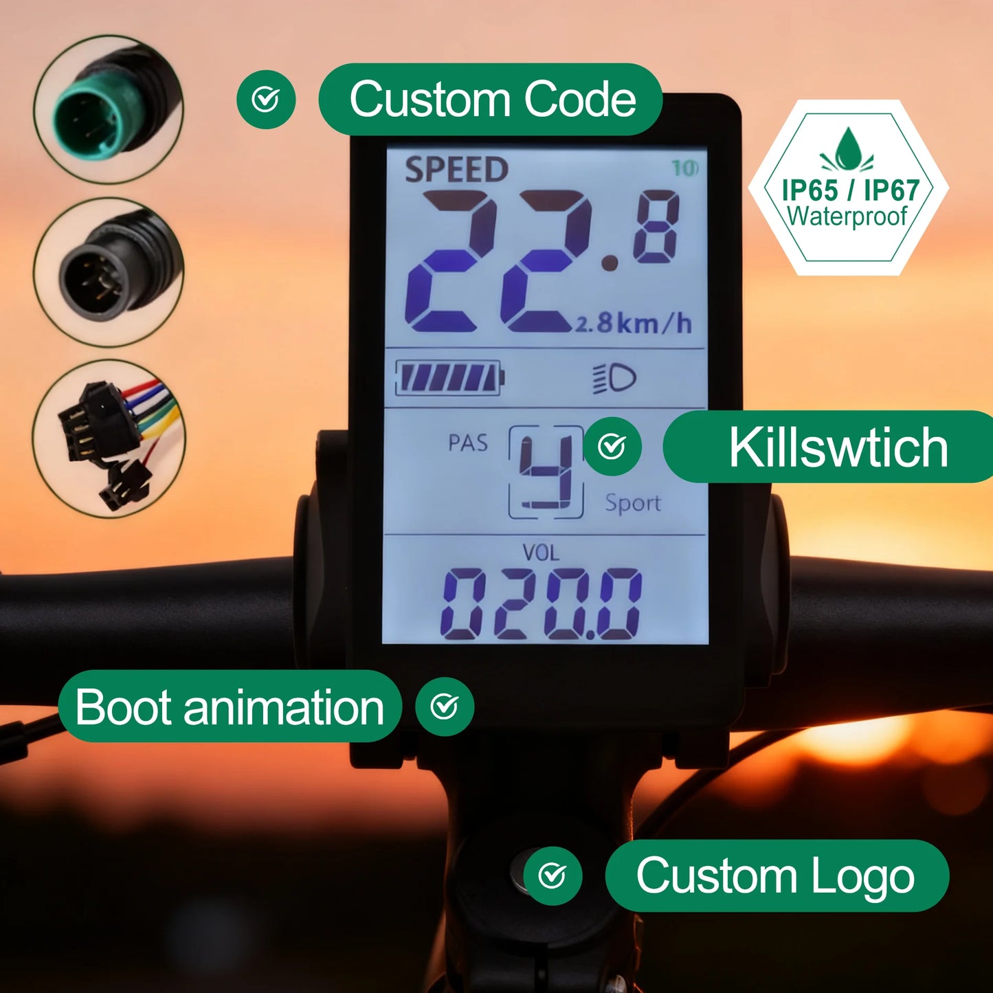 24V/36V/48V/60V Waterproof Digital Bicycle Speedometer Computer Roadbike Electric Bike Cycling Electronic OEM ODM Manufacturer