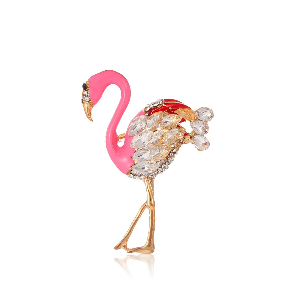 DRAL1131 European and American Enamel Flamingo Brooch Creative Alloy Animal Brooch Clothing Accessories