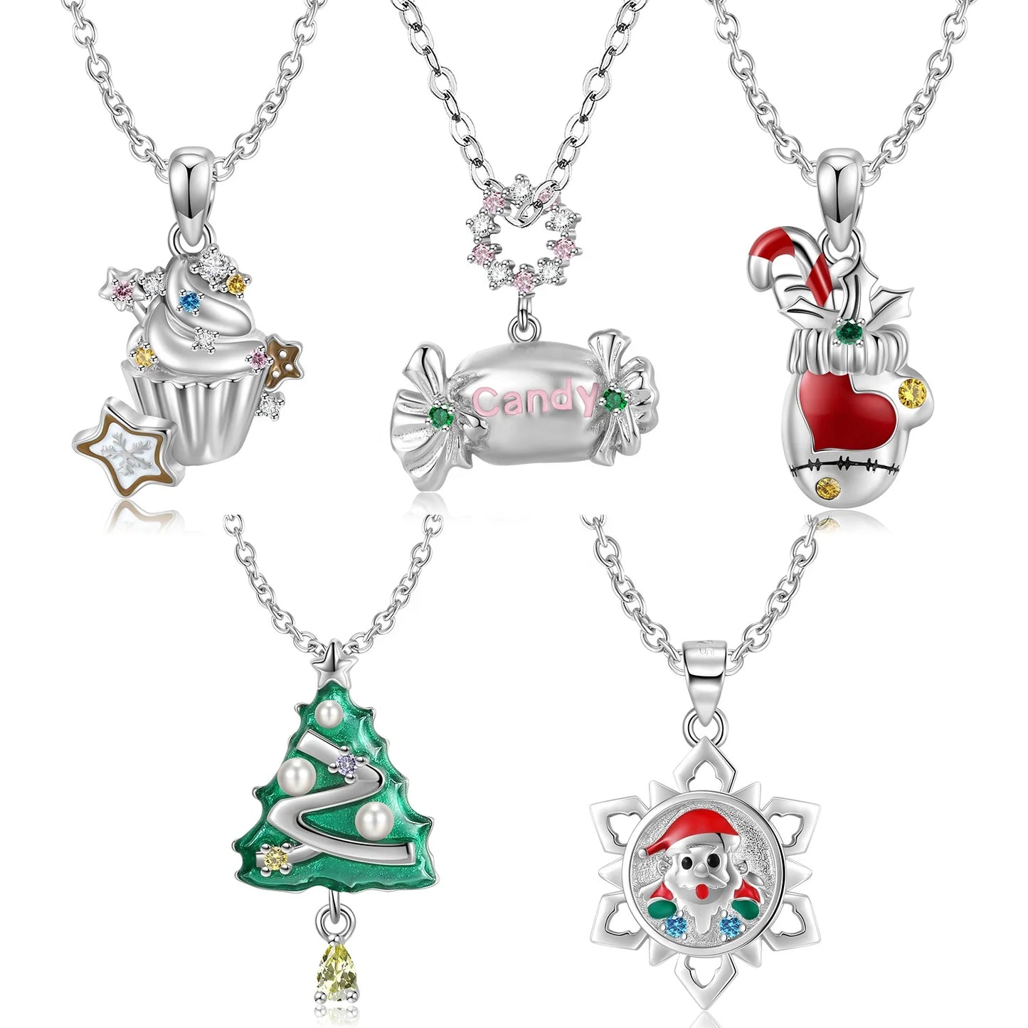 Snowflake Candy Sweet Cake Pendant for Necklace 925 Sterling Silver Fashion Pendant for Women Necklaces Jewelry Christmas Gif