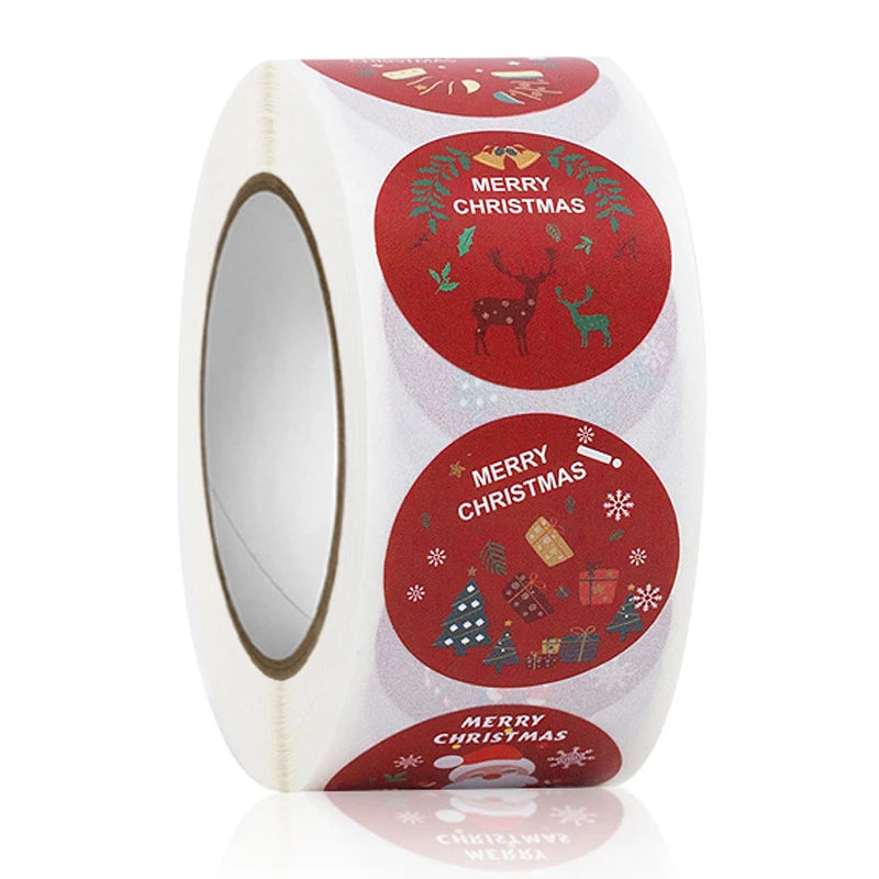 Merry Christmas Stickers Santa Claus Elk Candy Cookies Bag Seal Sticker for DIY Gift Baking Package Envelope Stationery Decor