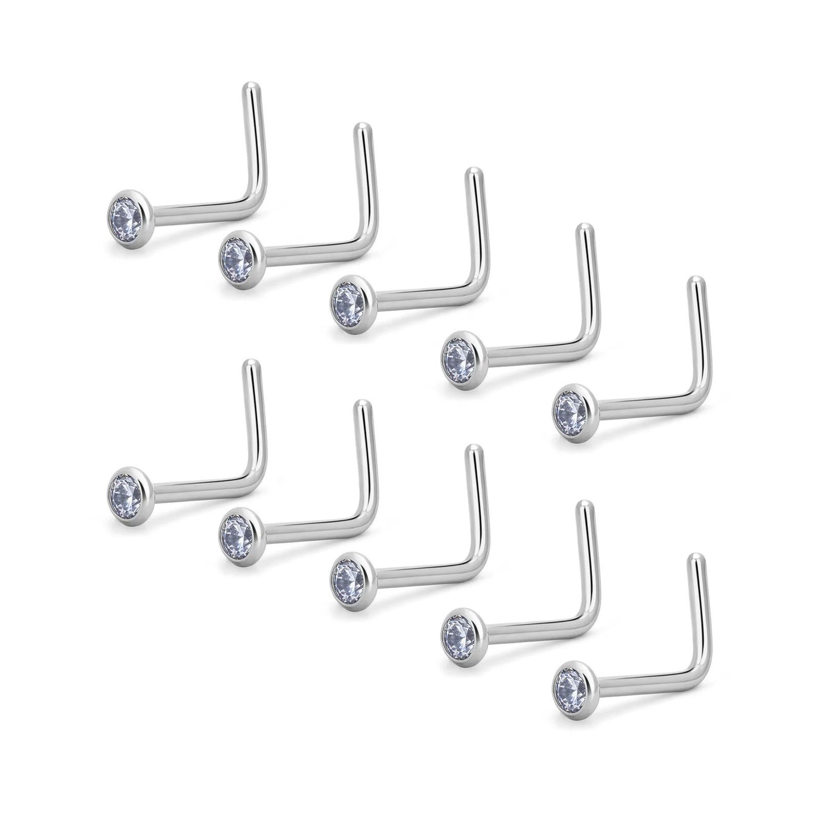 G23 Titanium CZ L-Shape Nose Screw Stud Gold Plated Nose Body Piercing Jewellery Fashion-Classic for Women Children Orthodox