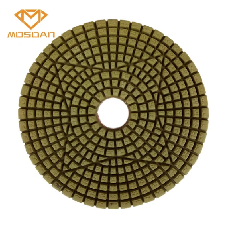 4 Inch 3 Steps Wet Granite Marble Hook and Loop Resin Bond Flexible Polishing Pads for Angle Grinders