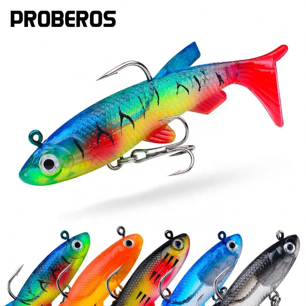 Jig Head Soft Bait 7.5Cm 13.5G T Tail Fishing Lure Kit With Lead Head Swimbait Artificial Bait Fishing Tackle Set
