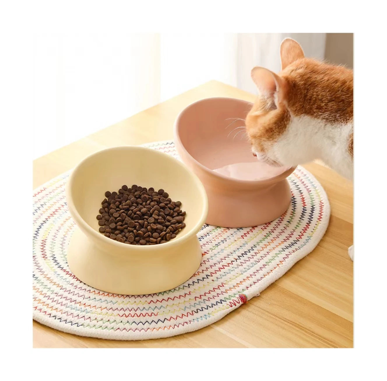 New Ceramic Bowl Diagonal High Foot protection Cervical Dog Cat Food Bowl
