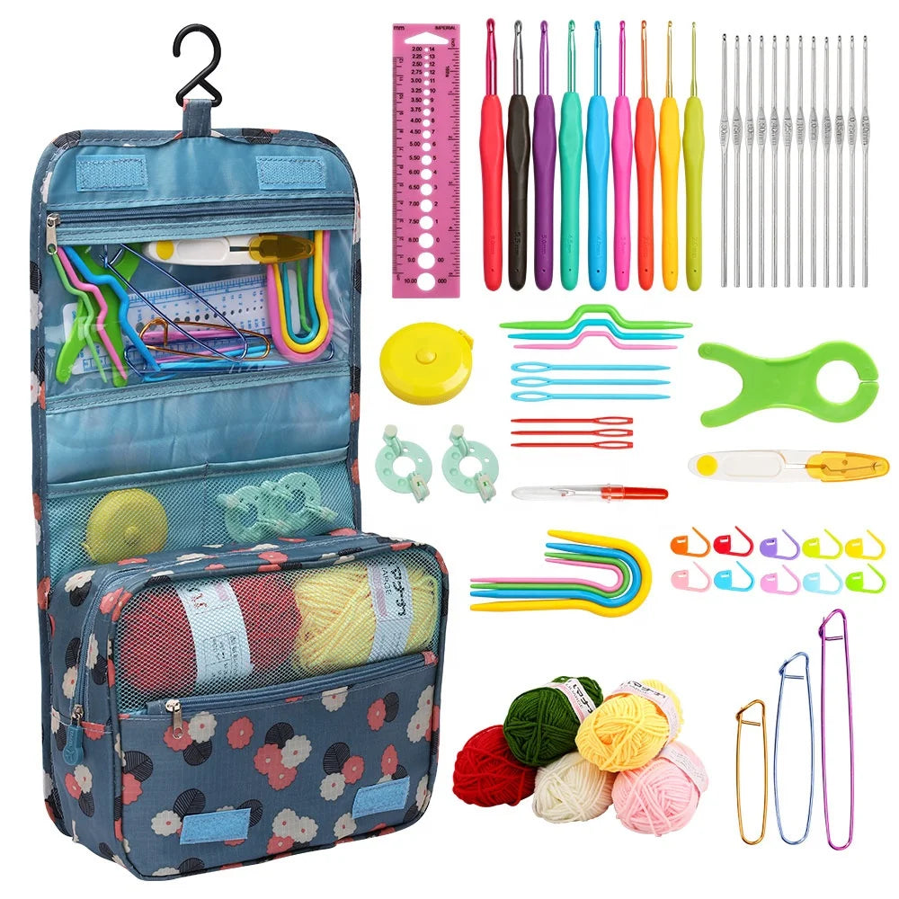 Hanging 59 Pieces Crochet Kit Beginners Crochet Hook Set with Crochet Yarn