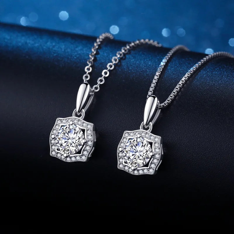 SC Wholesale S925 Sterling Silver Necklace Moissanite Rabbit Heart Necklace Gift Korean Sunflower Bow Clover Snowflake Neckla