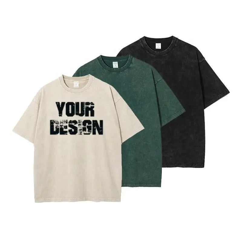 Men 230g Washed Vintage Tshirt 100% Cotton Oversized T Shirt Custom Plus Size Men's Graphic T-Shirt