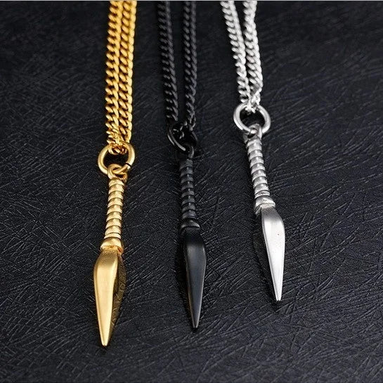 Minimalist Men's Necklace Adjustable Sweater Chain Smooth Egyptian Anka Spear Head Pendant Necklaces for Friends