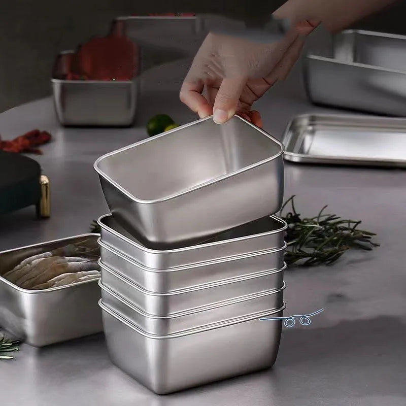 2024 Hot Selling Sealed Stainless Steel Food Storage Container with Lid Sealed Metal Lunch Box Fresh Keeping Box