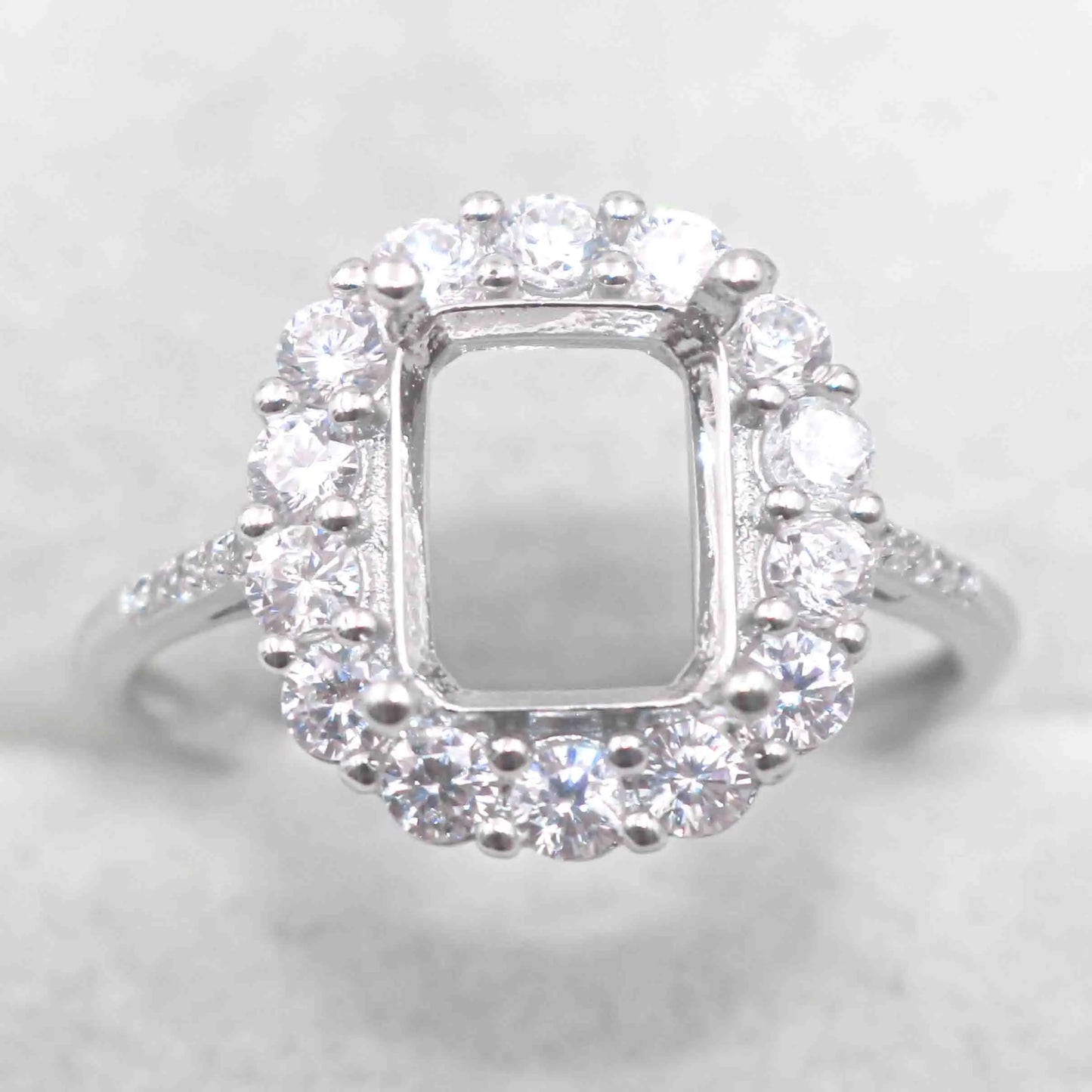 Sterling Silver 7*9mm Semi Mount Ring Square Shape Empty Frame Blank Claws Setting S925 Base Without Center Stone for Inlay D